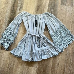 NWT Petal Roz off shoulder tie mini dress